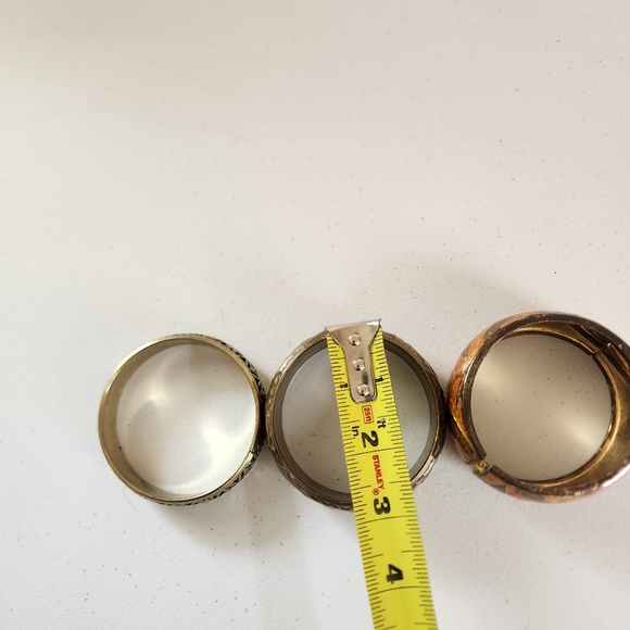 Vintage Brass Bangle Bracelet Set Cloisonne Boho Bohemian Jewlery 1970s Eclectic - Picture 5 of 6